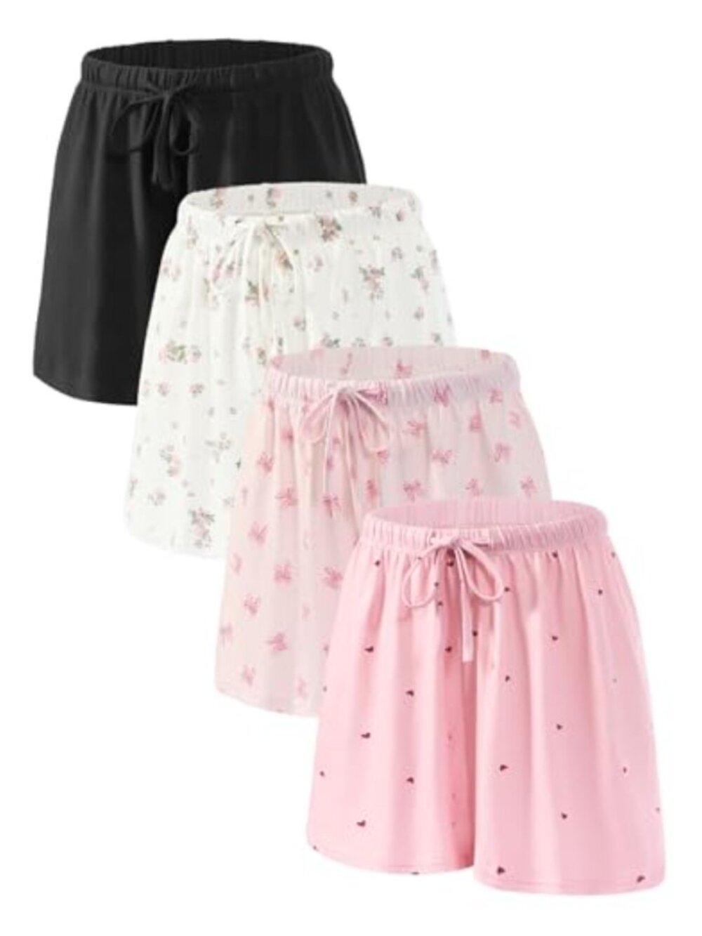 Women's Pajama Shorts 4 Pack Drawstring Lounge Sleep Boxer Shorts Lightweight